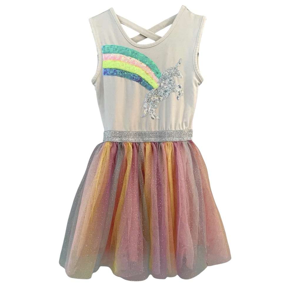 EUC Unicorn Rainbow Tule Girls Dress Size 5T